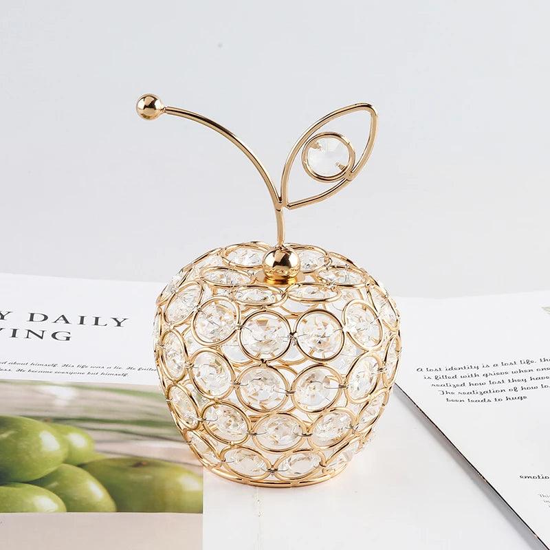 Frutas Decorativas de Cristal e Metal Dourado -
