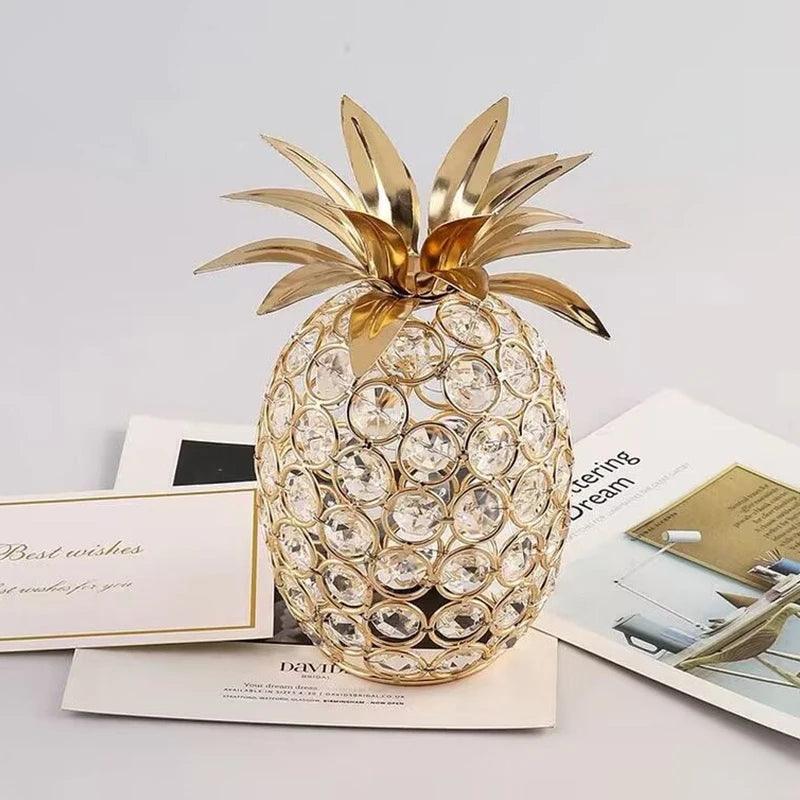 Frutas Decorativas de Cristal e Metal Dourado -