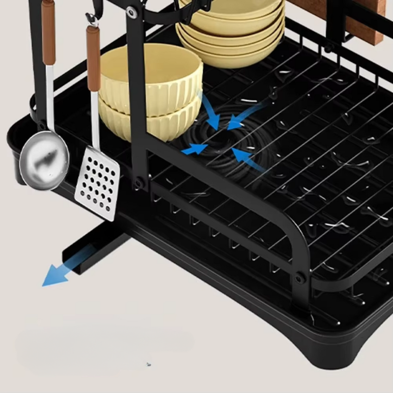 Escorredor de Louças Moderno de Aço Inox 2 Níveis - Organização para Cozinha