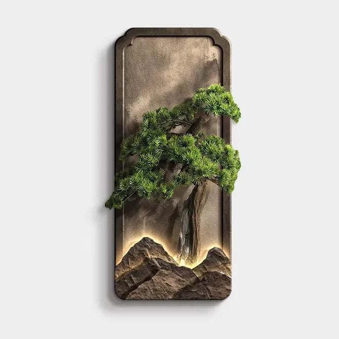 Painel Escultórico Bonsai de Parede com Relevo - Iluminação LED