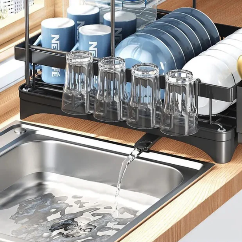 Escorredor de Louças Moderno de Aço Inox 2 Níveis - Organização para Cozinha