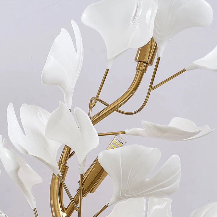 Arandela de Parede Floral Ginko Biloba - Luminária Decorativa Dourada