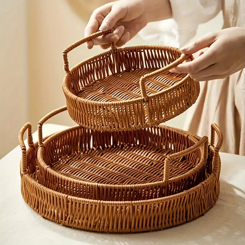 Bandeja Organizadora de Rattan Natural Estilo Rústico