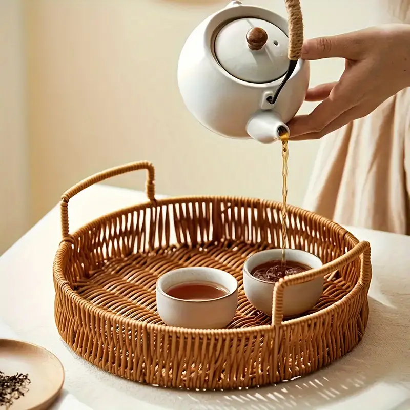 Bandeja Organizadora de Rattan Natural Estilo Rústico