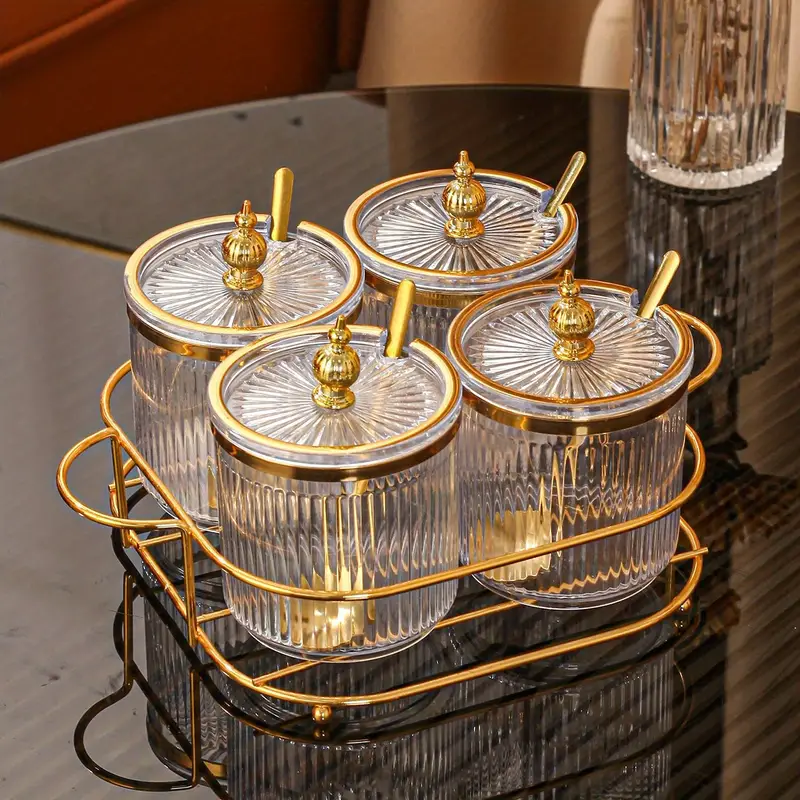 Conjunto de Potes Luxo para Condimentos em Vidro