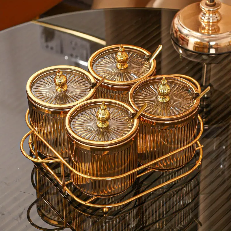Conjunto de Potes Luxo para Condimentos em Vidro