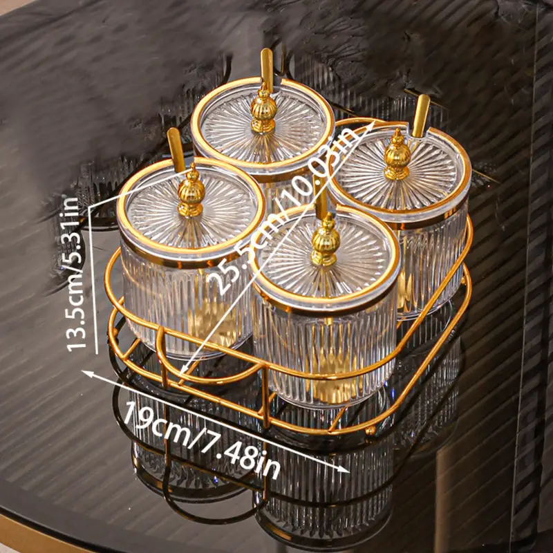 Conjunto de Potes Luxo para Condimentos em Vidro
