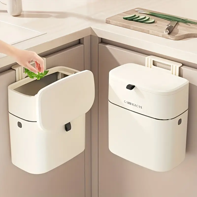 Lixeira Suspensa Minimalista com Tampa para Cozinha