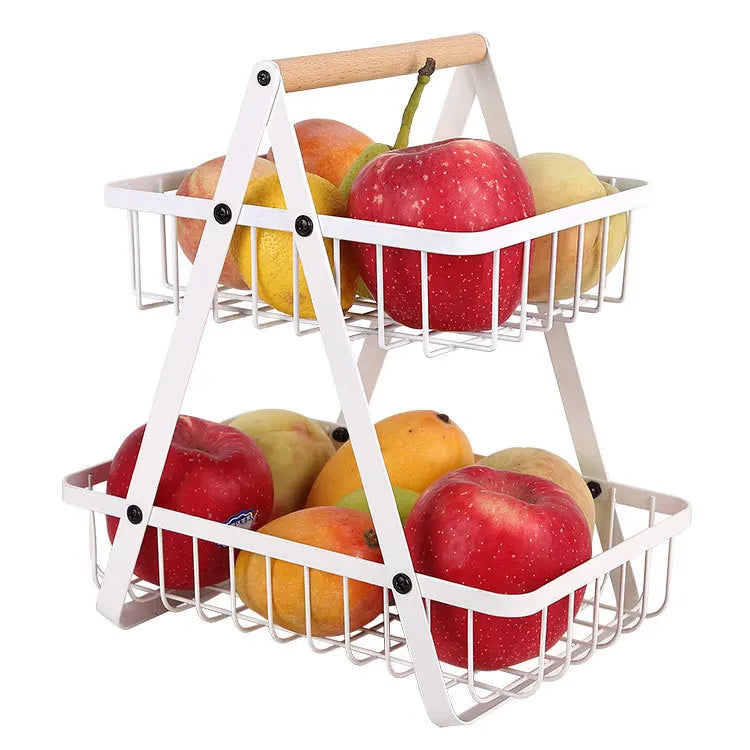 Fruteira de Metal com Alça de Madeira - Design Loft