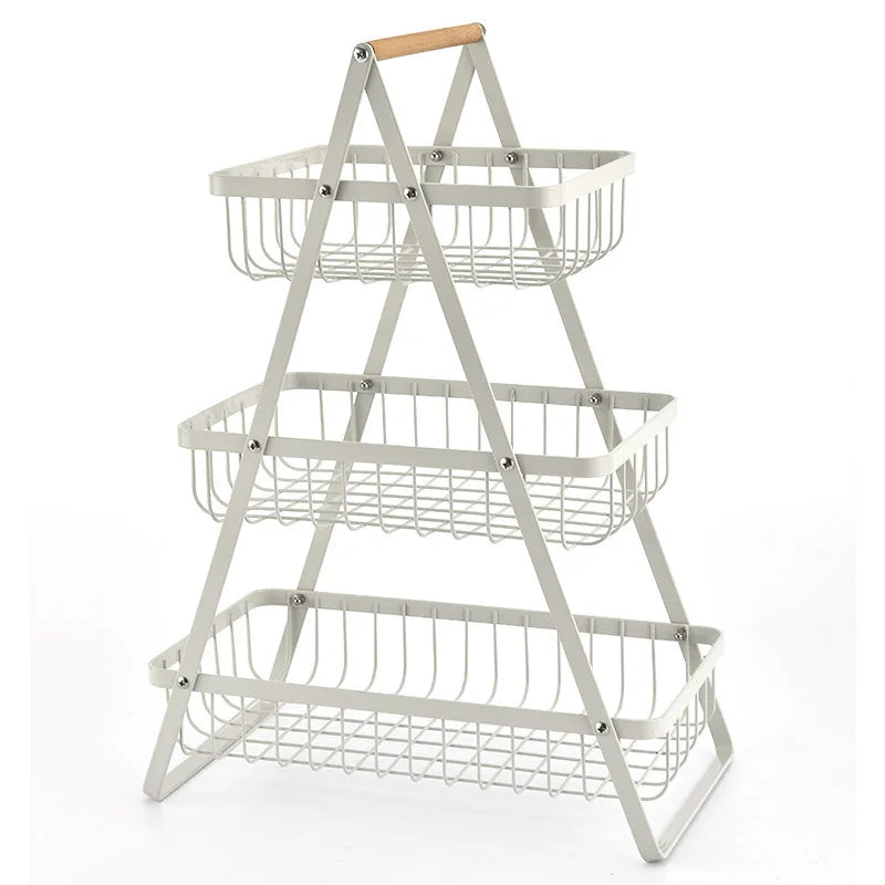 Fruteira de Metal com Alça de Madeira - Design Loft