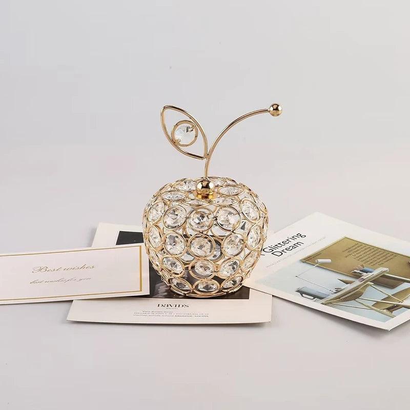 Frutas Decorativas de Cristal e Metal Dourado - Peça de Luxo