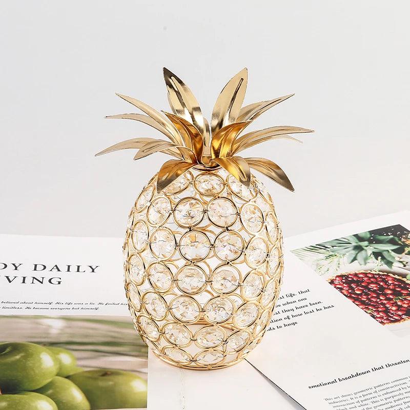 Frutas Decorativas de Cristal e Metal Dourado - Peça de Luxo