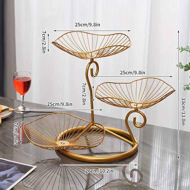 Fruteira de Mesa 3 Andares em Metal Elegante