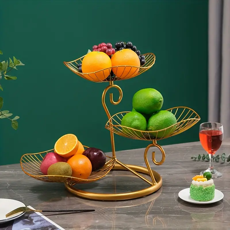 Fruteira de Mesa 3 Andares em Metal Elegante