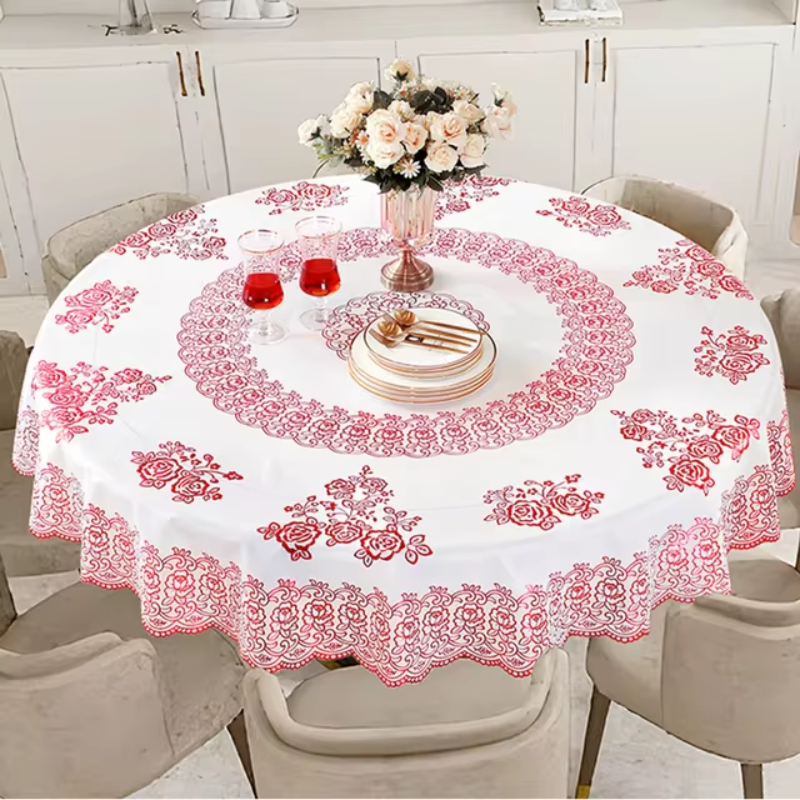 Toalha de Mesa Clássica com Renda Padrão Floral