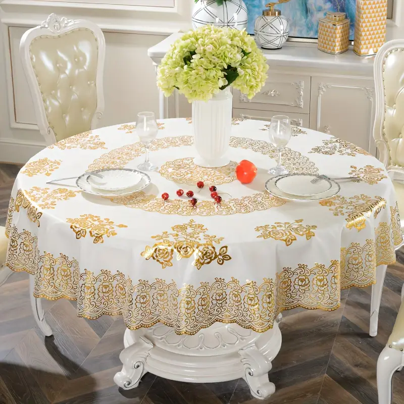Toalha de Mesa Clássica com Renda Padrão Floral