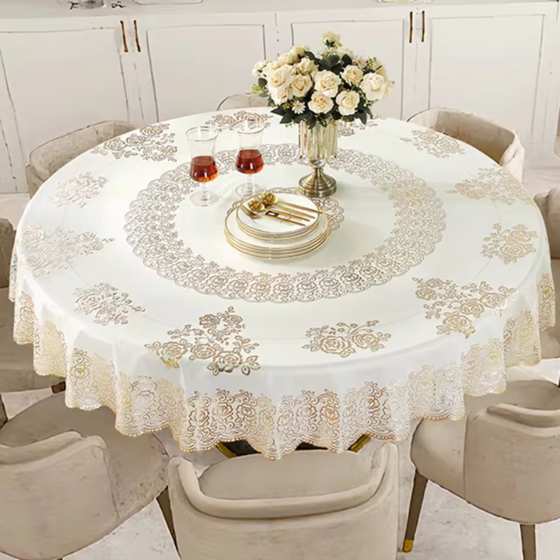 Toalha de Mesa Clássica com Renda Padrão Floral