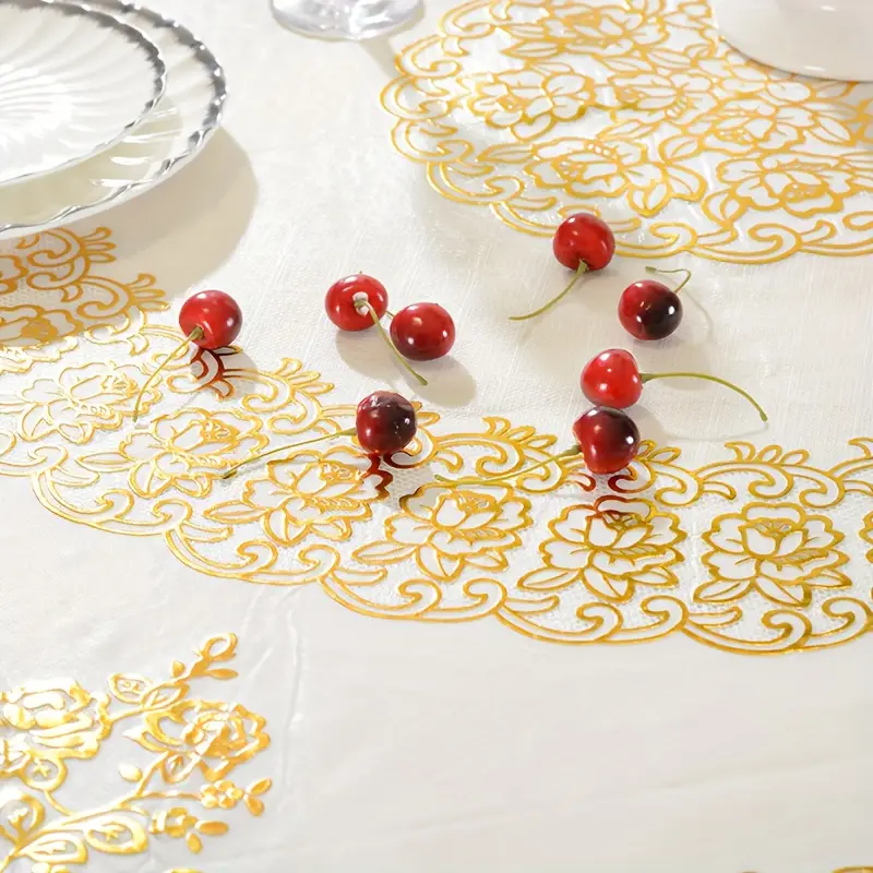 Toalha de Mesa Clássica com Renda Padrão Floral