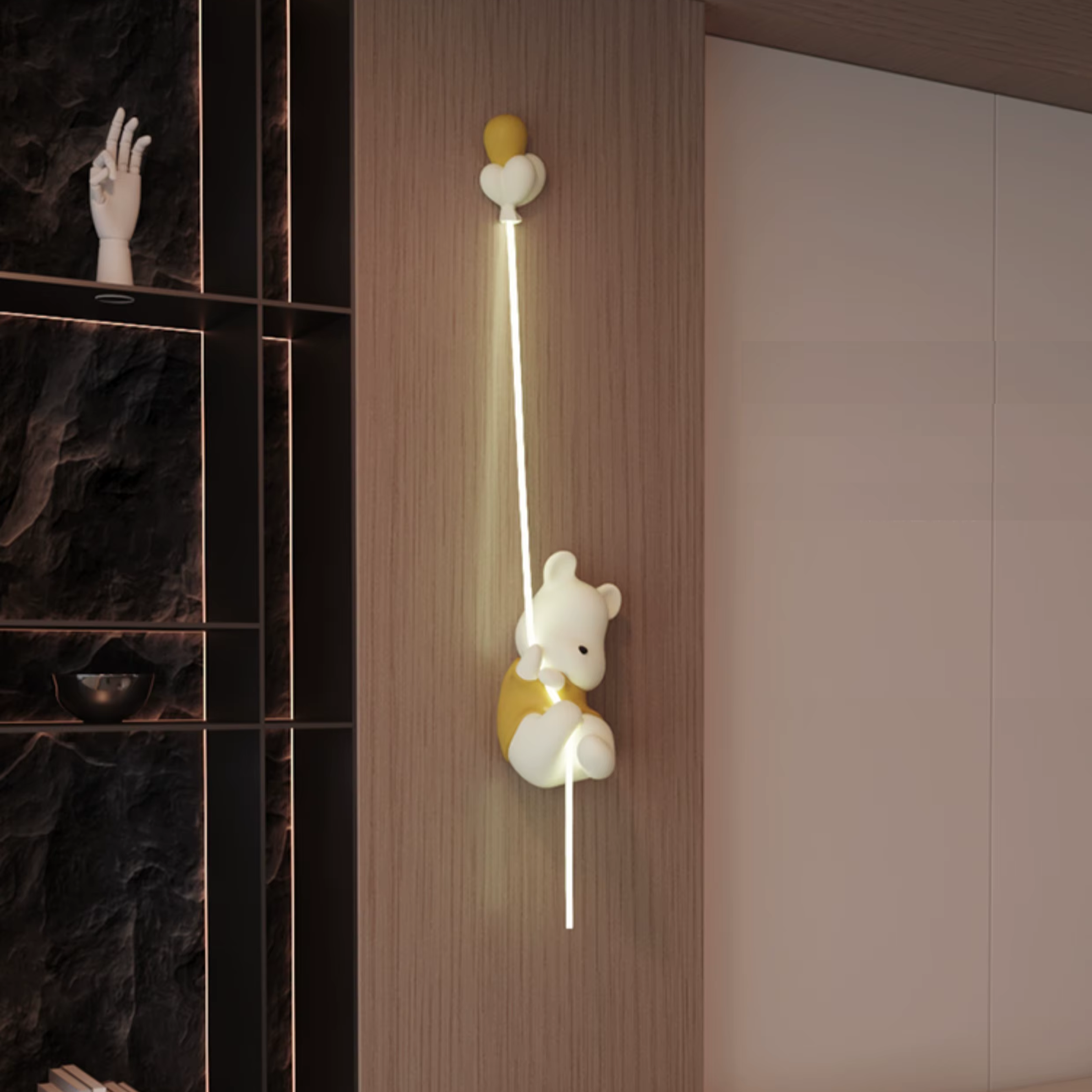Luminária Arandela Urso Aventureiro – Luz LED Decorativa