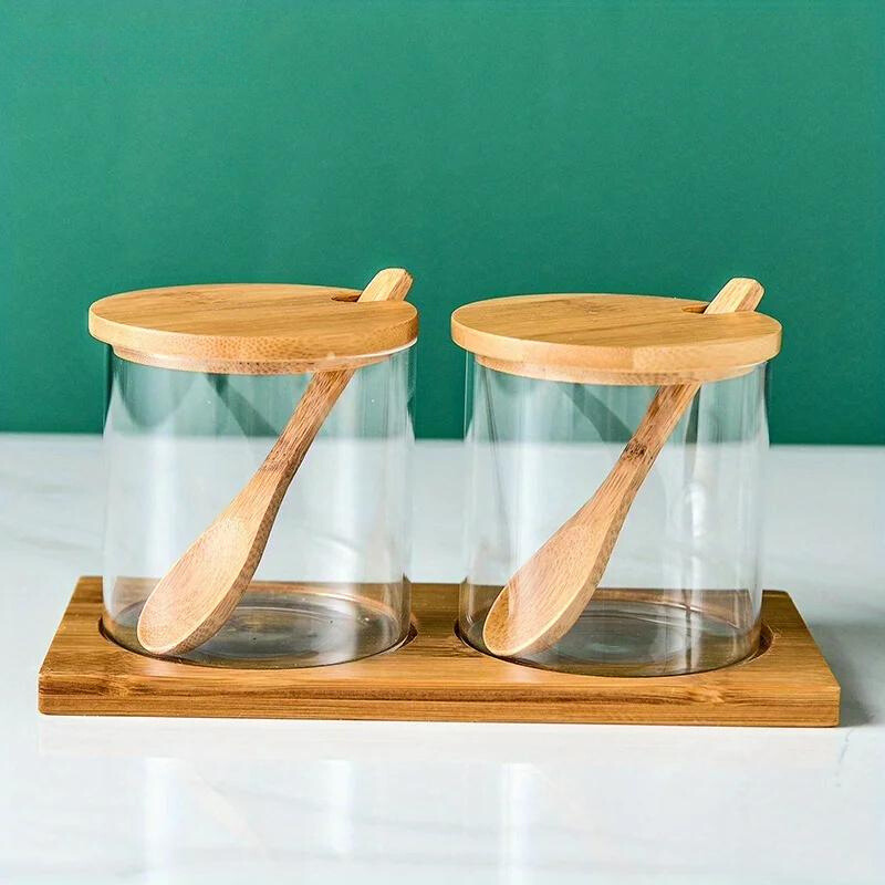 Conjunto 3 Potes de Tempero Vidro com Tampa Bambu - foto 6